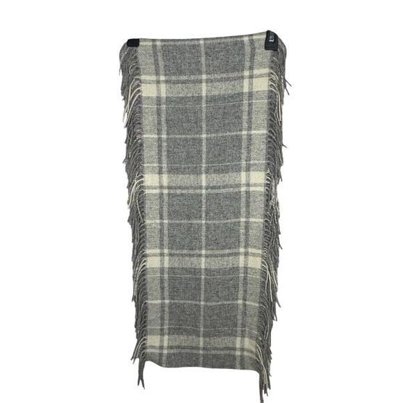Banana Republic Wool & Angora Rabbit Plaid Fringe Winter Cozy Warm Scarf - Picture 1 of 6